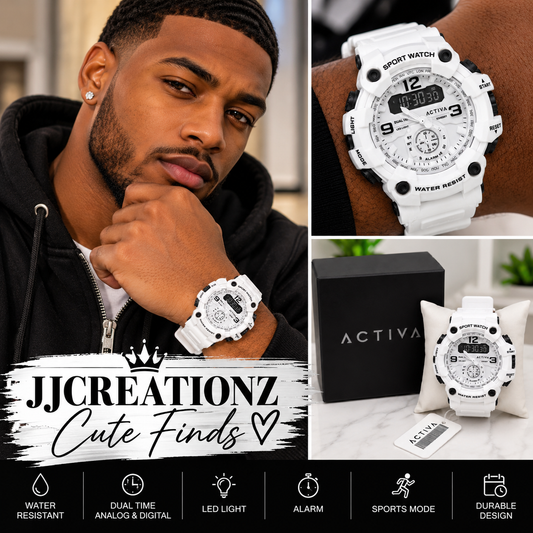 ACTIVA White Dual-Time Sport Watch