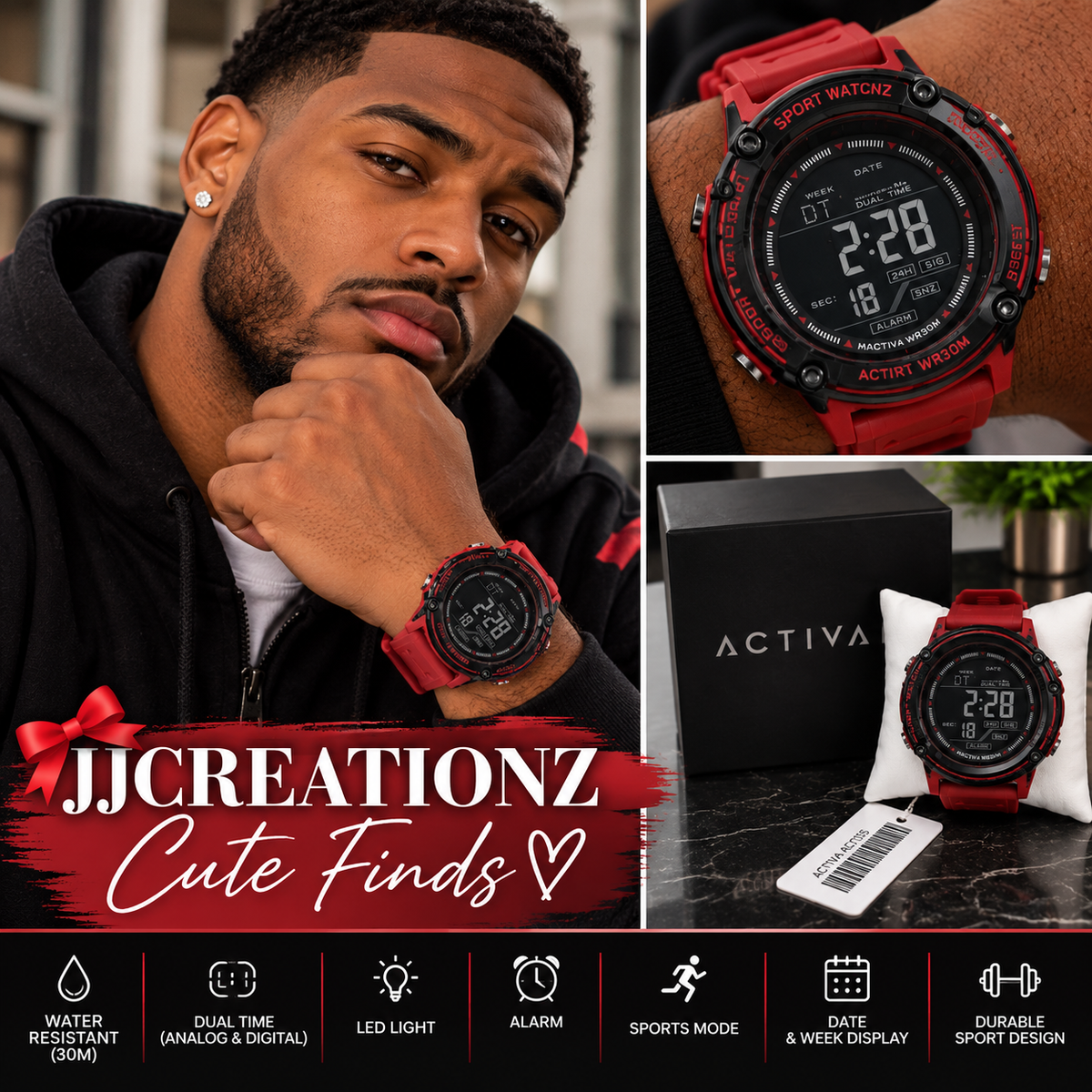 ACTIVA Red Digital Sport Watch