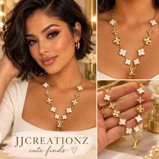 Gold-Tone Clover Charm Necklace