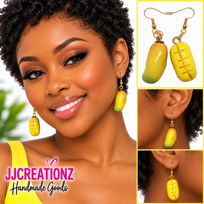 Handmade Polymer Clay Mango Earrings – Tropical Fruit Jewelry