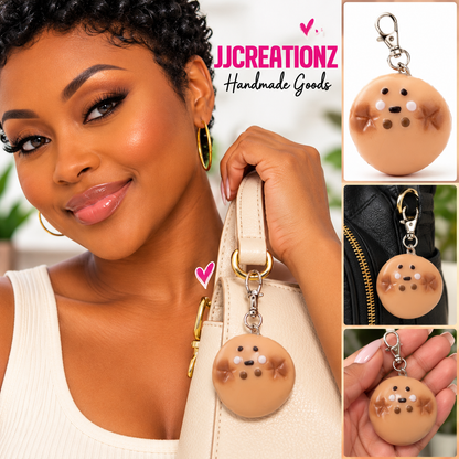 Peach Ocean Charm – Handmade Kawaii Polymer Clay Bag Charm / Keychain