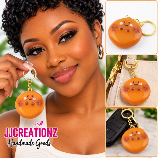 Orange Ocean Kawaii Charm – Handmade Polymer Clay Keychain