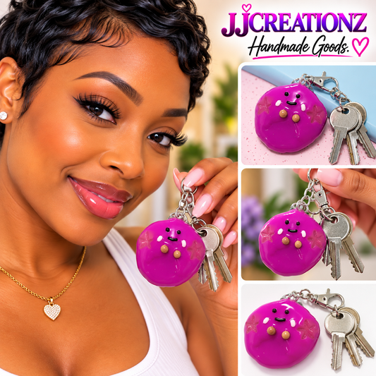 Pink Ocean Kawaii Charm – Handmade Polymer Clay Bag Charm