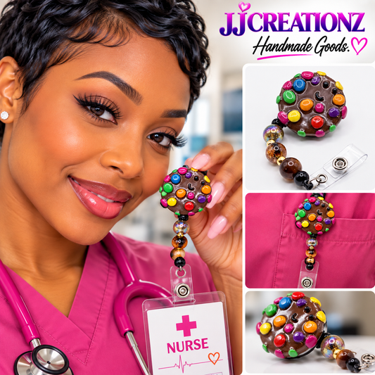 🍪 Chocolate Candy Cookie handmade Badge Reel – JJCREATIONZ