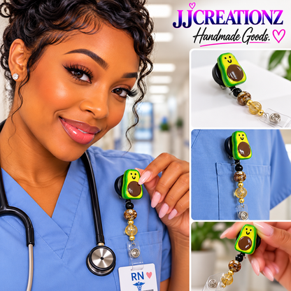 🥑 Cute Avocado handmade Badge Reel – JJCREATIONZ