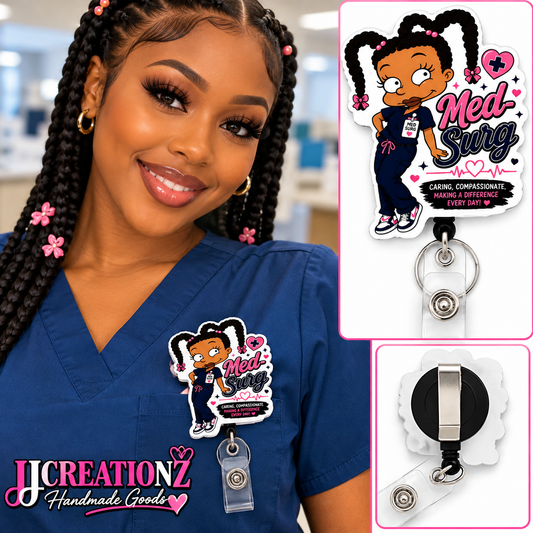Cute Nurse Badge Reel – Handmade Healthcare Accessory rugrat edition