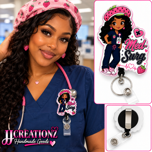 Strawberry Med-Surg Badge Reel – Cute Nurse Design