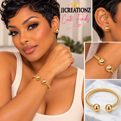 Gold Twisted Open Cuff Bracelet