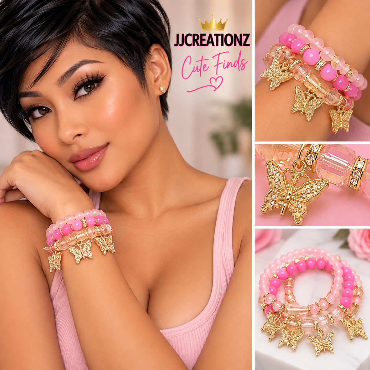Pink Butterfly Bliss Bracelet Stack