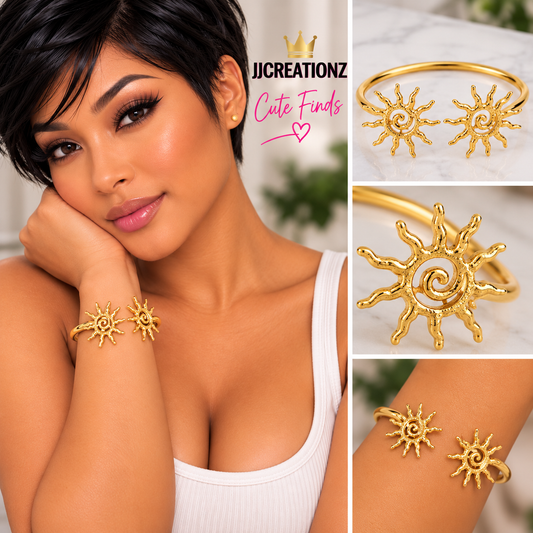 Golden Sunburst Cuff Bracelet