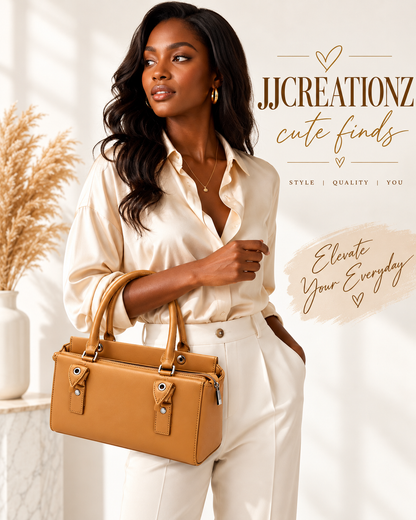 Camel Elegance Structured Satchel Handbag