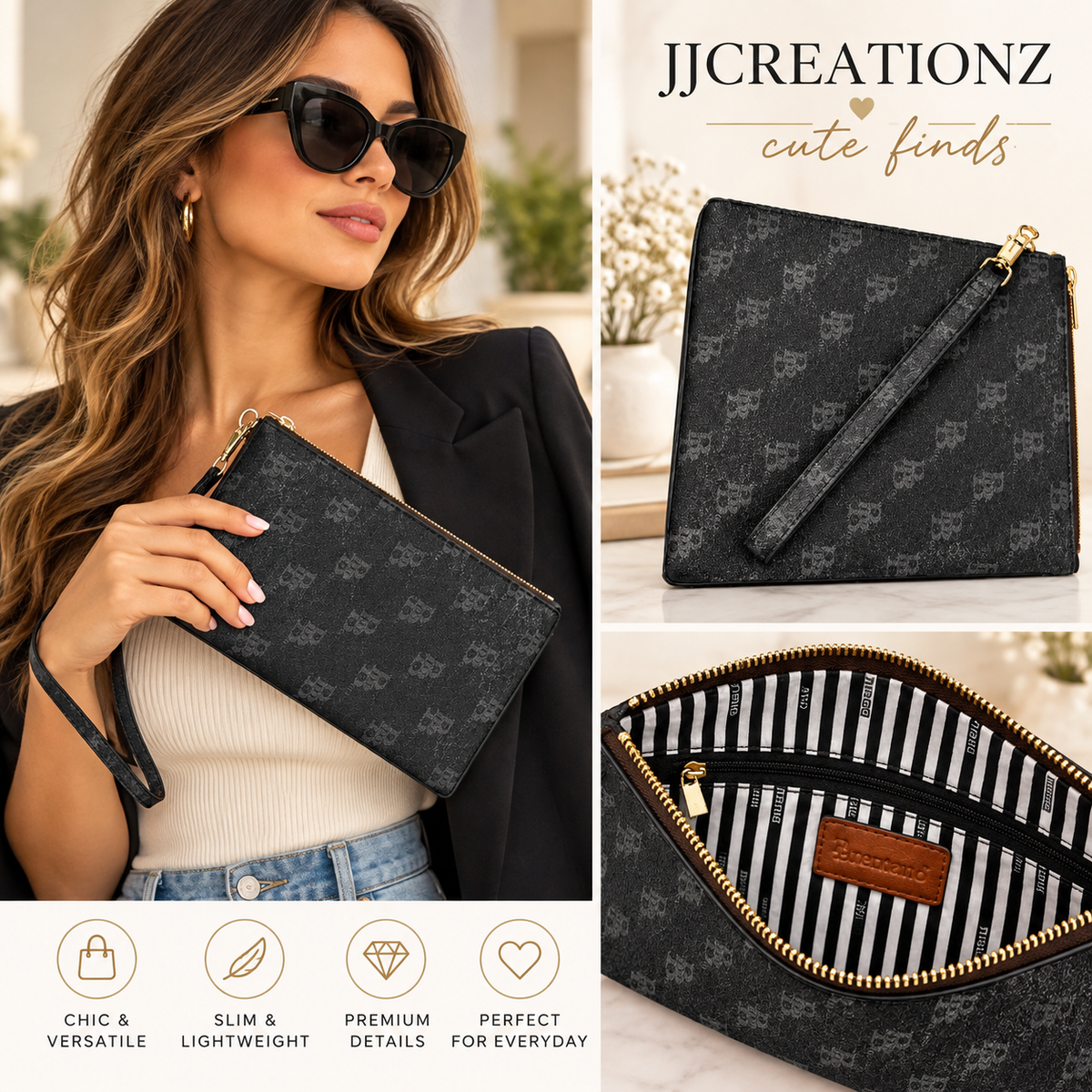 Designer-Inspired Wristlet Clutch