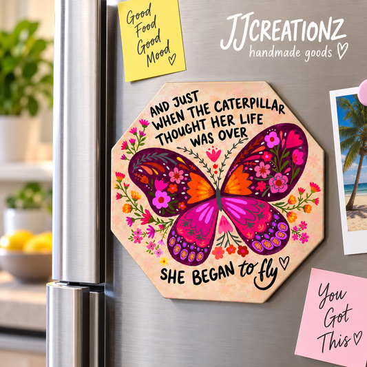 She Began to Fly Butterfly Inspirational Magnet