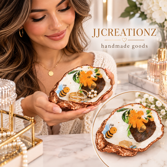 Bee Blossom Decorative Trinket Dish – Handcrafted Copper Edge