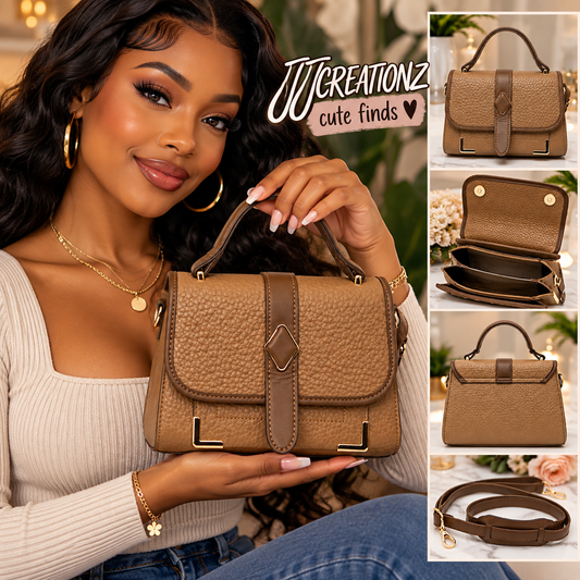 Caramel Pebbled Top-Handle Crossbody Handbag
