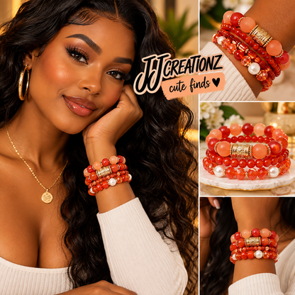 Sunset Glow Beaded Bracelet Stack