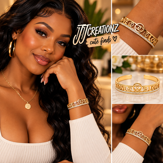 Crystal LOVE Gold Cuff Bracelet