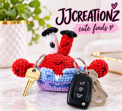 🦀 Crochet Krusty Crab Plush Keychain – JJCREATIONZ