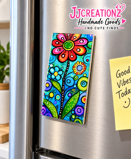 Whimsical Floral Art Tile