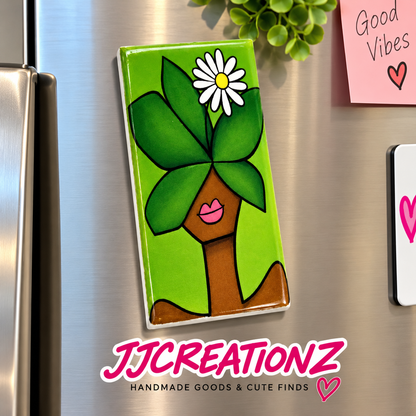 Abstract Botanical Glass Fridge Magnet
