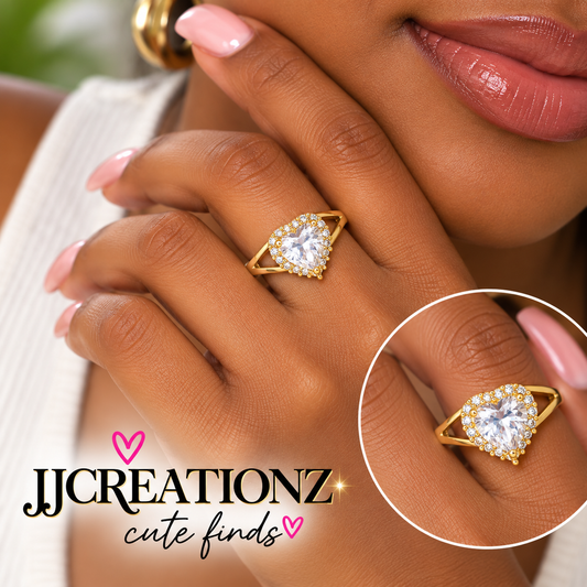 Heart Crystal Halo Ring