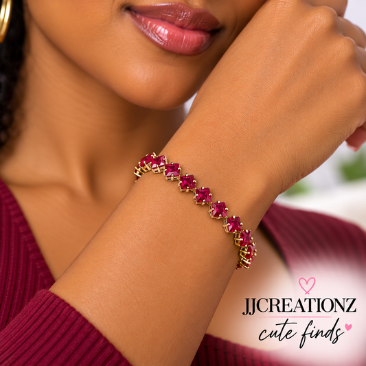 Ruby Red Square-Cut Tennis Bracelet
