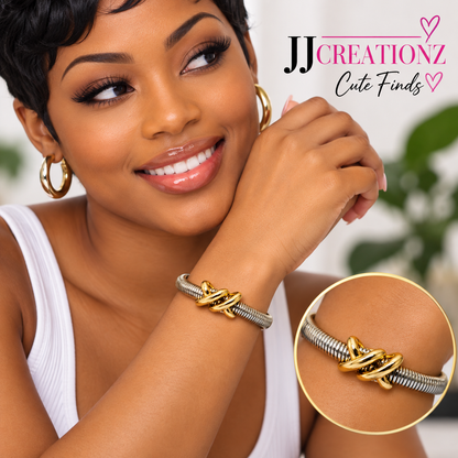 Two-Tone Infinity Knot Non-Tarnish Cuff Bracelet