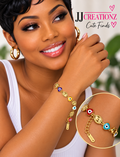 Colorful Evil Eye Stainless Steel Bracelet