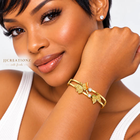 Gold Butterfly Stainless Steel Bangle