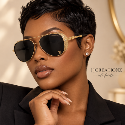 Luxe Gold Aviator Sunglasses – Black Lens