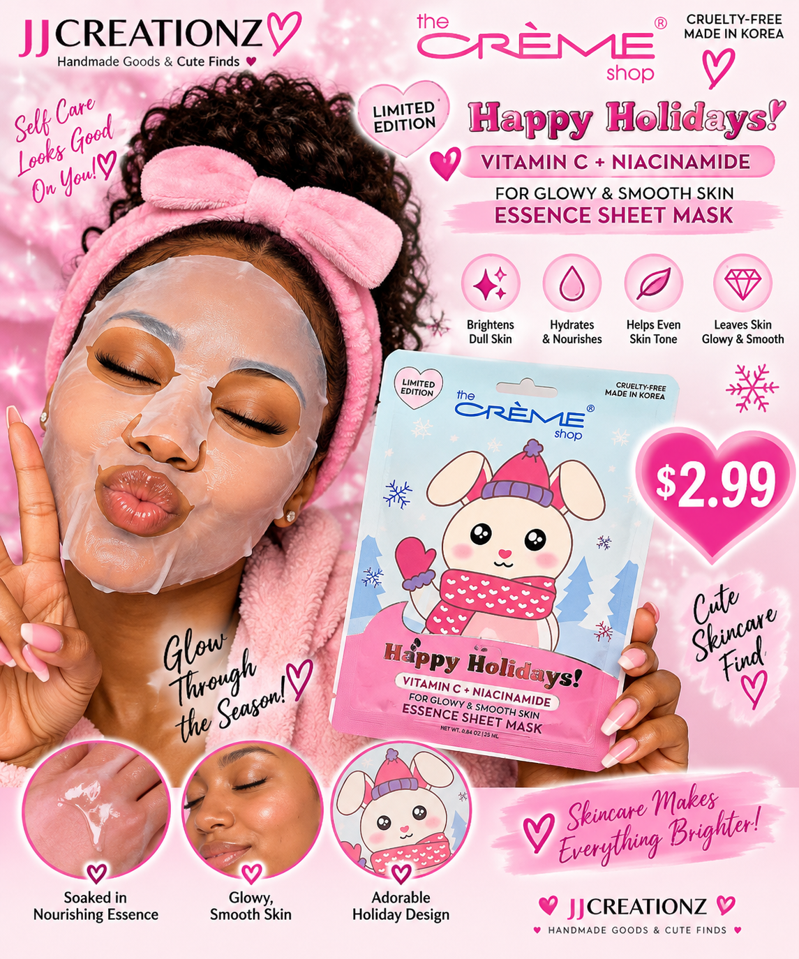 The Crème Shop Happy Holidays Vitamin C + Niacinamide Essence Sheet Mask – Limited Edition