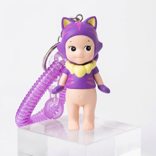 Purple Cat Doll Charm Keychain – Cute Kawaii Bag & Phone Accessory