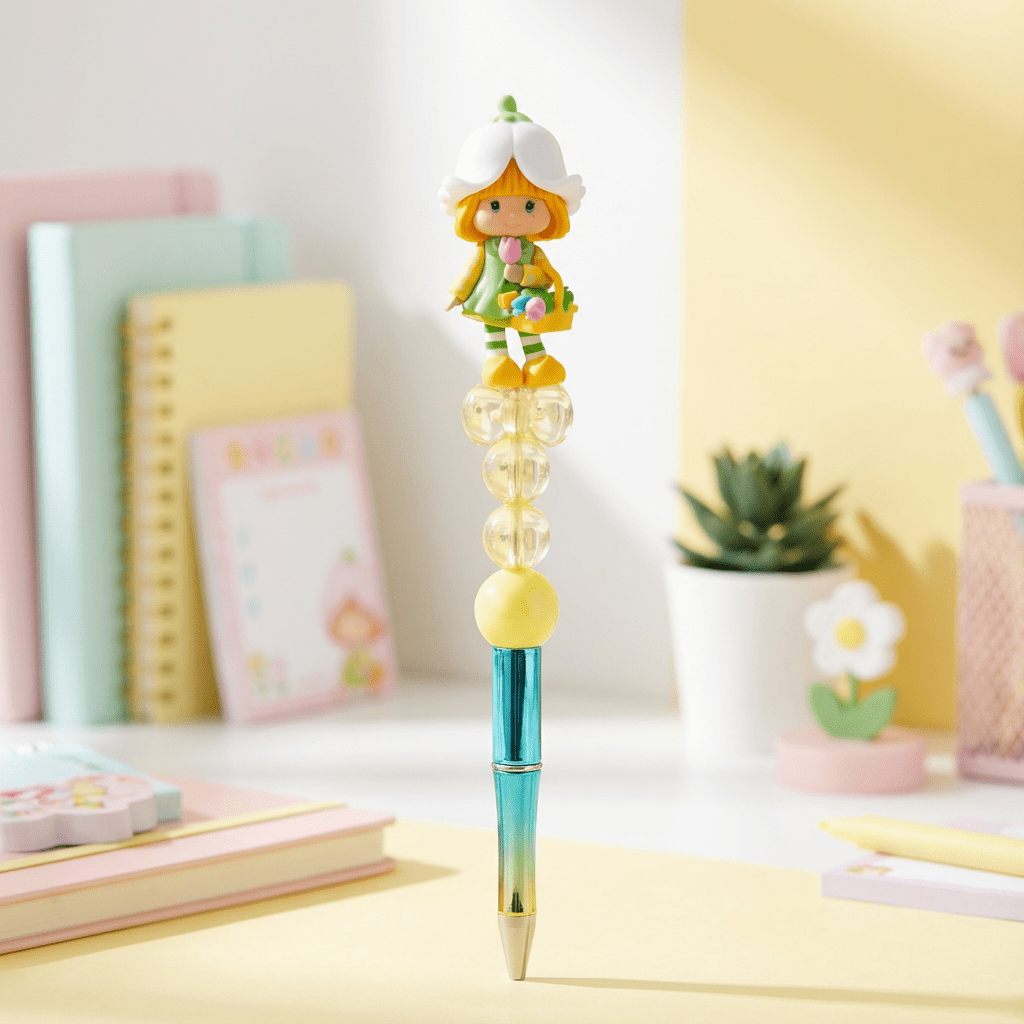 Flower Garden Girl Beaded Pen – Cute Spring Charm Pen for Journaling & Gifting