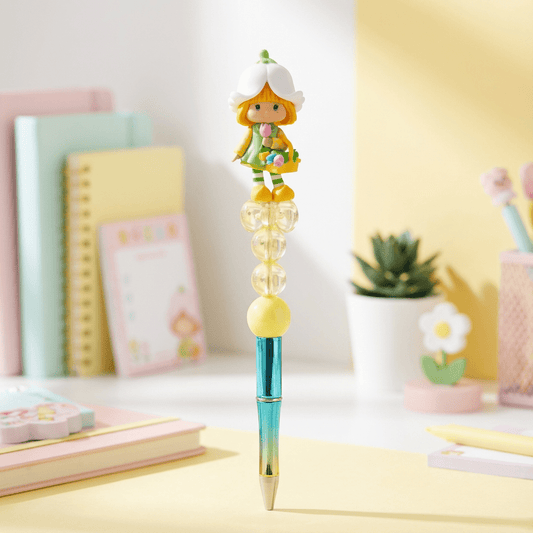 Flower Garden Girl Beaded Pen – Cute Spring Charm Pen for Journaling & Gifting