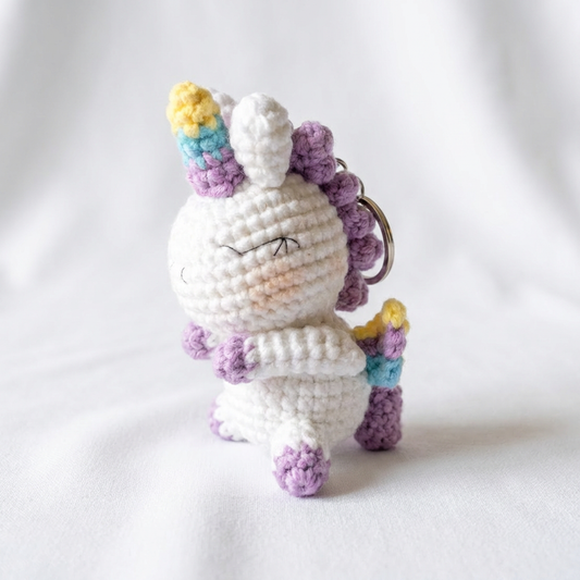 Handmade Crochet Unicorn Plush – Cute Amigurumi Unicorn keychain