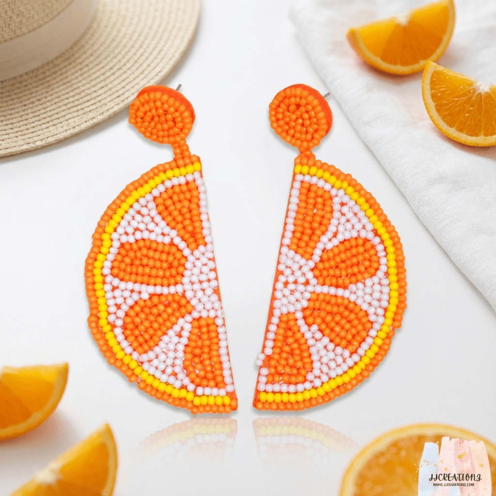 Orange Slice Beaded Earrings