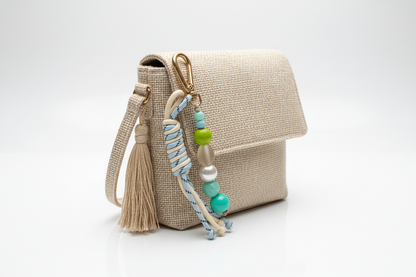 🌿 Minimalist Rope & Bead Keychain – Modern Boho Bag Charm