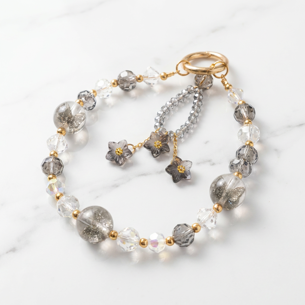 Crystal Butterfly Bag Charm – Elegant Beaded Handbag Accessory