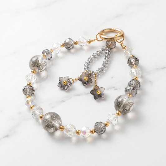 Crystal Butterfly Bag Charm – Elegant Beaded Handbag Accessory