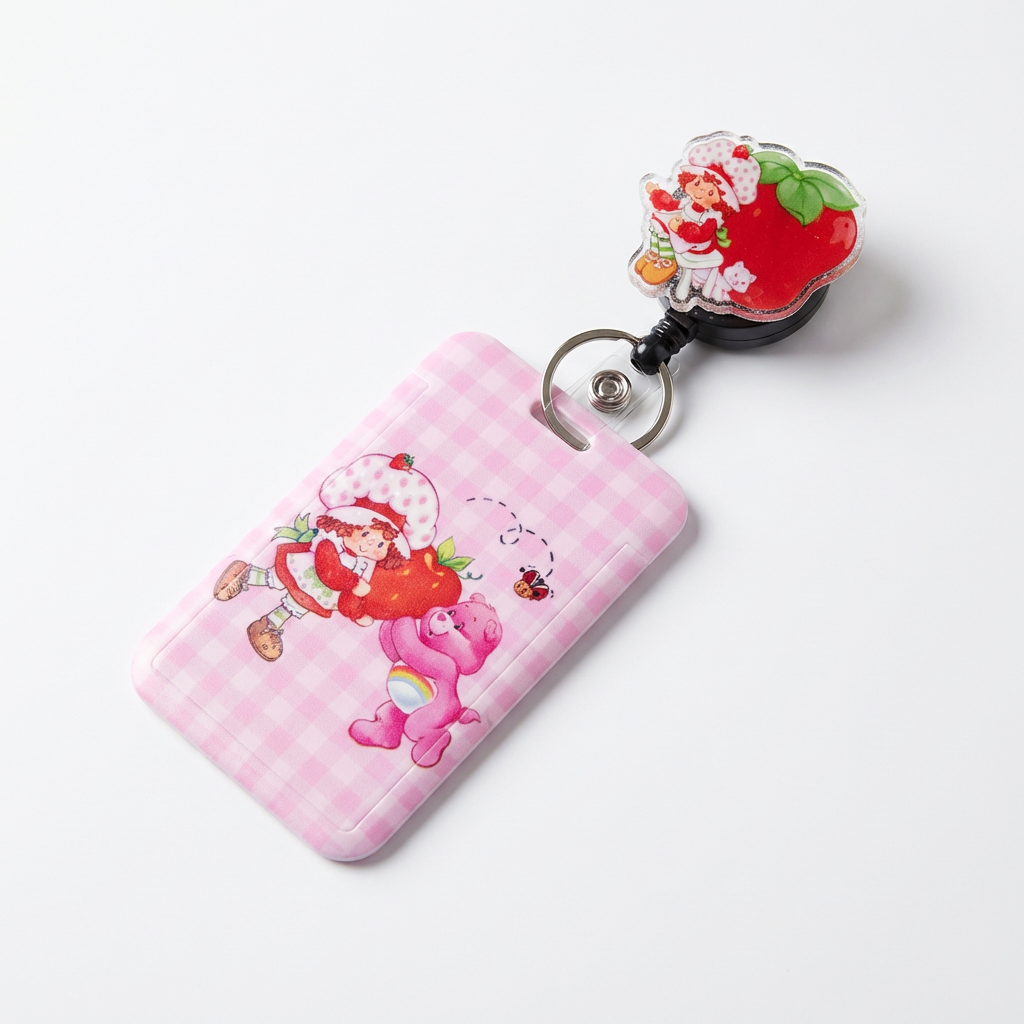 Strawberry Girl Badge Reel 🍓✨ | Cute Retractable ID Holder