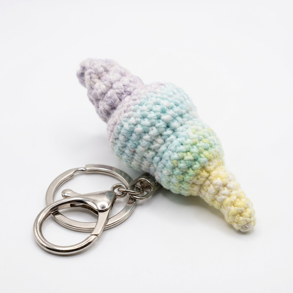 handmade crochet conch shell keychain