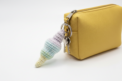 handmade crochet conch shell keychain