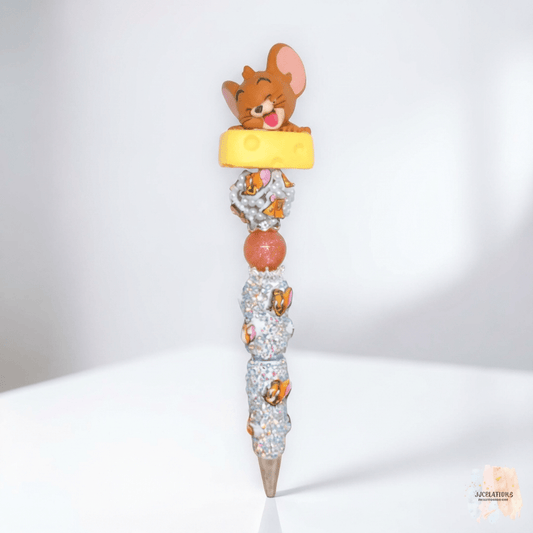 Cheesy Jerry Beaded Pen – Glitter Charm Pen for Kids, Collectors & Fun Writing