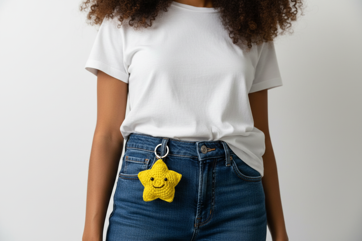 ⭐ Crochet Smiley Star Keychain – JJCREATIONZ