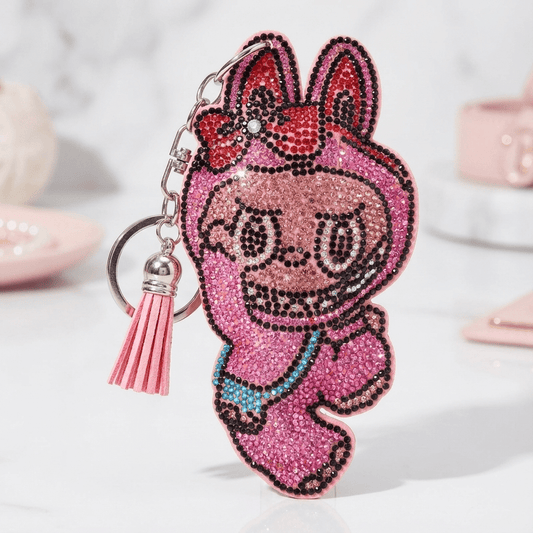 ✨ Large Rhinestone Bunny Character Keychain – Pink Sparkle Edition ✨