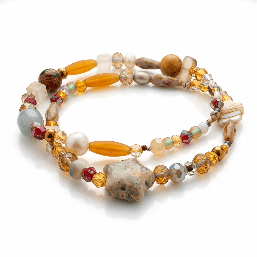 Handmade Mixed Bead Bracelet Set – Sunset Glow Collection