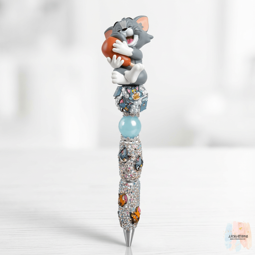 Tom & Jerry Sparkle Pen – Mischievous Cat Beaded Glitter Pen ✨