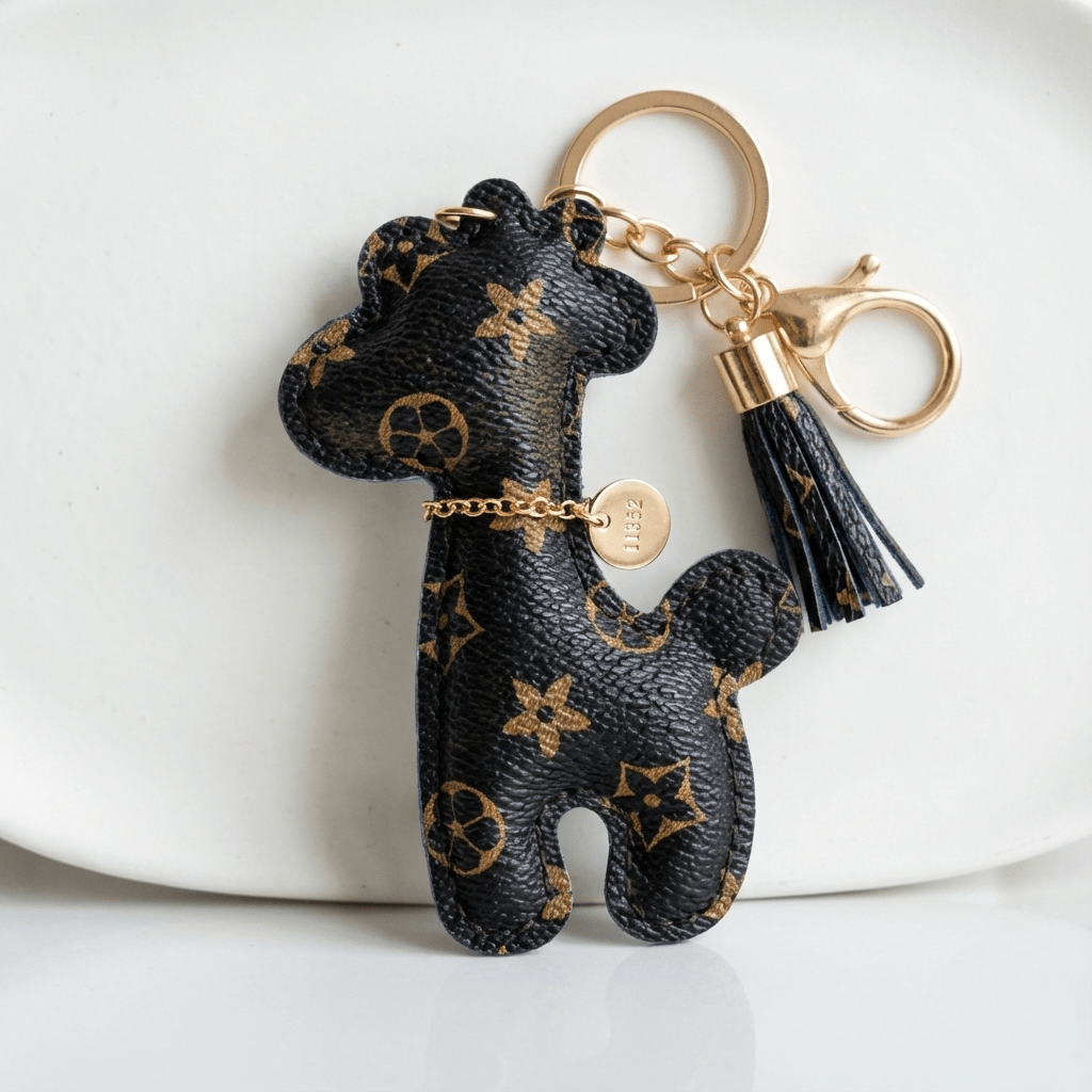 🦒✨ Luxury-Inspired Giraffe Charm Keychain