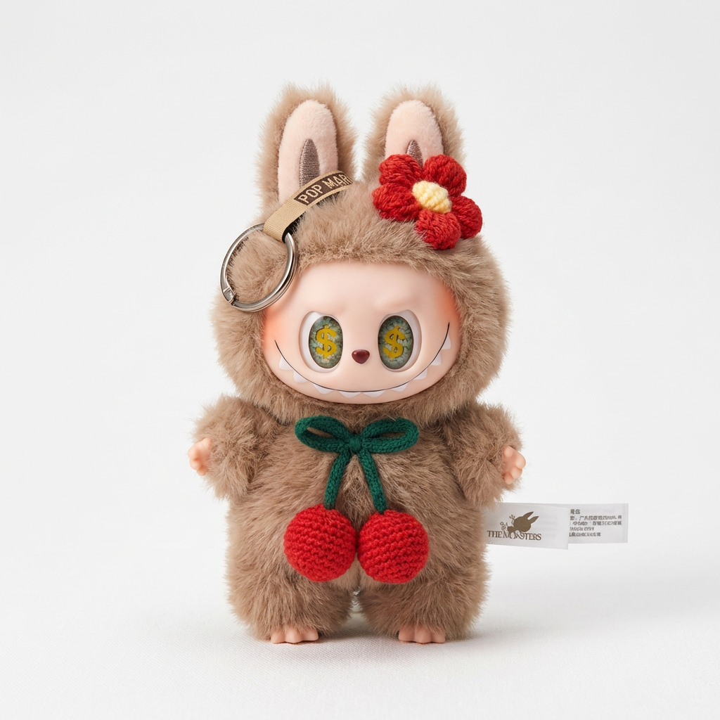 Cherry Luxe Bunny Charm Keychain 🍒✨