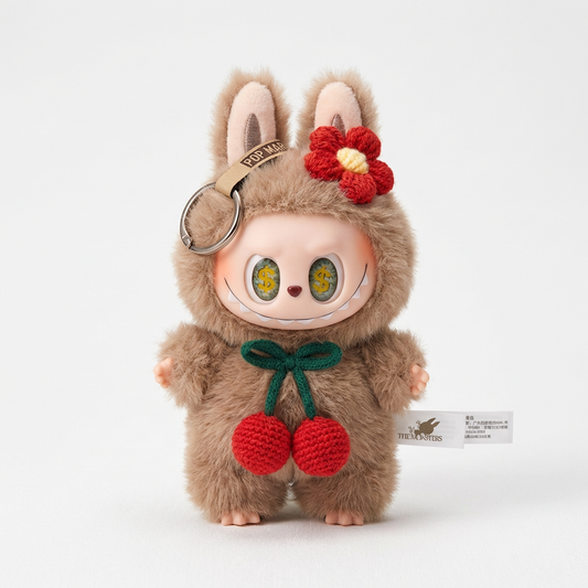 Cherry Luxe Bunny Charm Keychain 🍒✨
